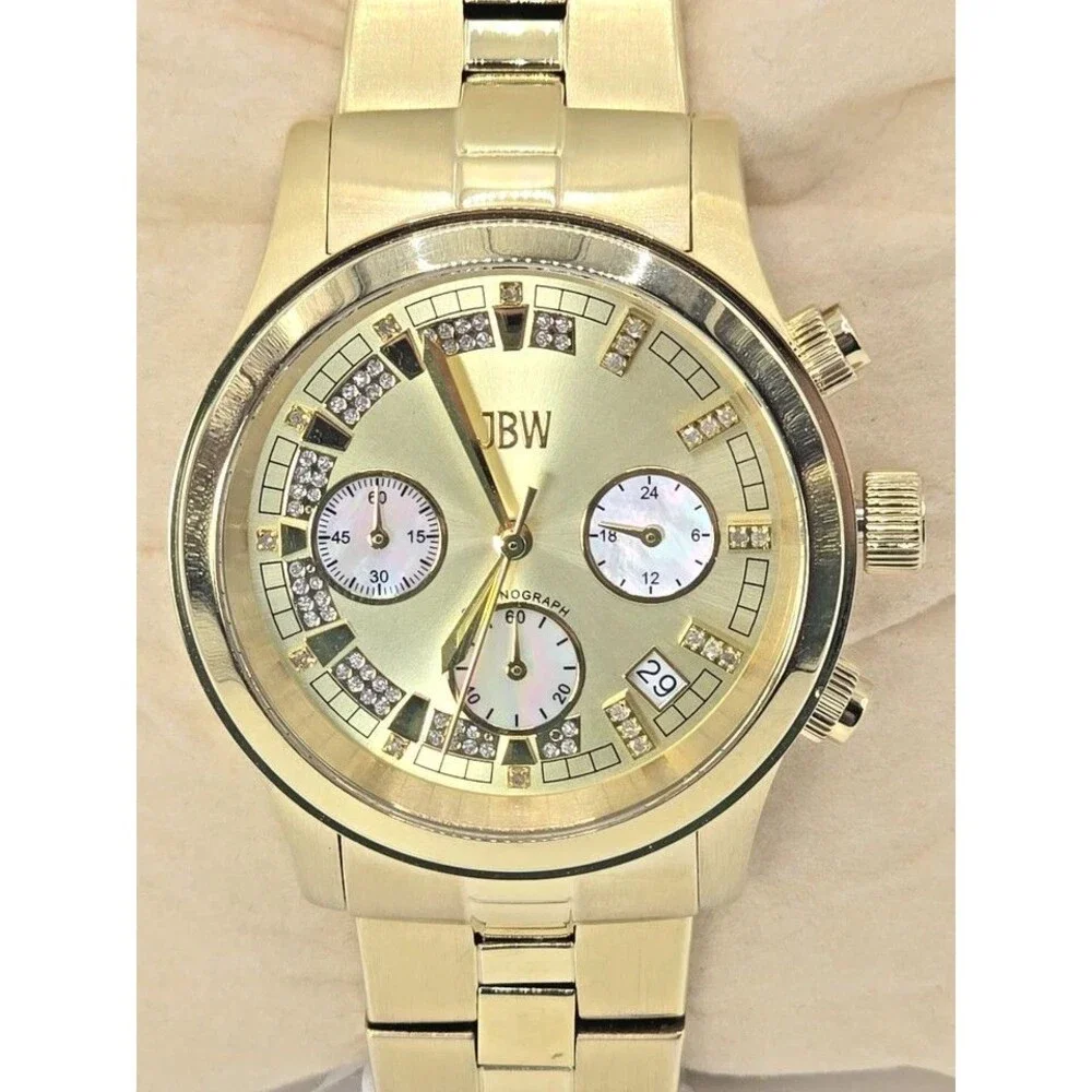JBW Alessandra JB-6217-E Gold Tone Diamond Chronograph Womens Watch 38mm